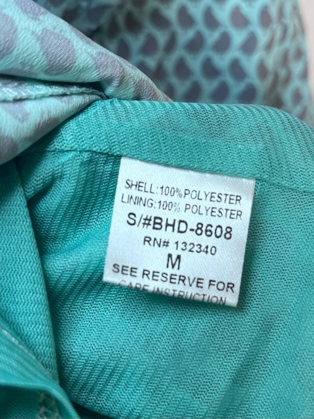 Bird Print Dress by Hot & Delicious - Light Teal w Ruffles - Sz Med - Picture 3 of 8